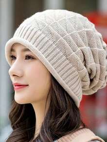 1 件女士针织帽，时尚耳罩式头带，舒适柔软宽松