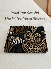 Set de huse de pilotă cu 3 bucăți și imprimeu leopard (1 husă de pilotă + 2 fețe de pernă, fără miez), cu un design sexy și atractiv cu imprimeu leopard, moale și prietenos cu pielea, calmant pentru oboseala vizuală, potrivit pentru toate anotimpurile, închidere cu fermoar, potrivit pentru hotel, dormitor, cameră de oaspeți și dormitor comun, hipoalergenic și ușor de întreținut, elegant, ușor, respirabil, hipoalergenic și ușor de întreținut, modern și simplu la modă.
