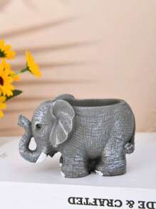 1pc Simple Outdoor Gardening Creative Succulent Planter, Elephant Shaped Resin Desktop Potted Plant Decor
