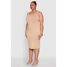 Vestido midi de cuello de barco talla grande - Multicolor - Ver 3