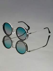 Classic Retro Metal Circular Fashion Versatile Fashion Glasses For Women And Men, Suitable For Runway, Outdoor, Holiday, Street Style, Casual, Beach, Party, Gathering, Travel, Work, Elegant Couple Accessory