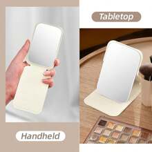1pc Mini Portable Folding Makeup Mirror, Pocket/Wallet Size, Mini Travel Mirror With Desktop Stand, Ultra-Thin & Lightweight, Handheld Compact Mirror
