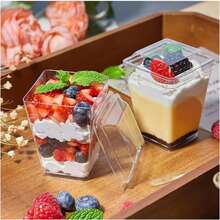 50/25/10pcs Pack 5 Oz Plastic Dessert Cups With Lids, Plastic Cups, Disposable Cups For Party Yogurt Pudding/Appetizer Cups, Mini Dessert Cups For Pudding, Fruit And Ice Cream, Suitable For Holiday Parties, Weddings, Decoration, Travel - 無色 - 查看 9