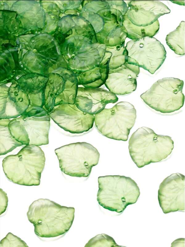 100 pièces Pendentifs en feuille d'acrylique transparente verte pour collier épais, bijoux 1,5 x 1,5 cm