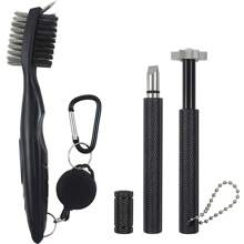Herramienta afiladora de ranuras de palos de golf, cepillo de golf y limpiador de ranuras con mosquetón retráctil de cremallera de aluminio, afilador de ranuras de golf para cuñas e hierros, ranuras en U y V, accesorios de golf para hombres