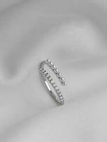 1pc 2025 Limited Edition Classy Copper Micro-Inlaid Pearl Ring, High Quality Versatile Design Suitable For Women, Holiday, Business, School, Party, Daily Wear (Factory Direct) - JS784 - View 5