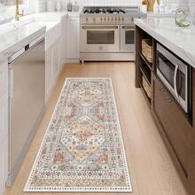 1/2 Set Large Area Washable Carpets, Hallway Rugs, Easy Cleaning Carpets Suitable For Living Room, Bedroom, Vintage Home Decor - Orange - View 19