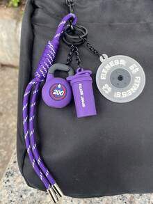 Sports Barbell And Dumbbell Keychain, A Set Of 4 Keychain Gadgets, Keychain For Men And Women, Detachable, Perfect Choice For Fitness Enthusiasts, Ideal Gift For Unisex, Suitable For Decorating Backpacks, Keys - Multicolor - View 1