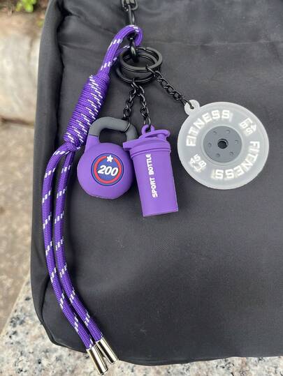 Llavero de pesa y mancuerna deportivos, un set de 4 accesorios de llavero, llavero para hombres y mujeres, desmontable, opción perfecta para entusiastas del fitness, regalo ideal para unisex, adecuado para decorar mochilas y llaves