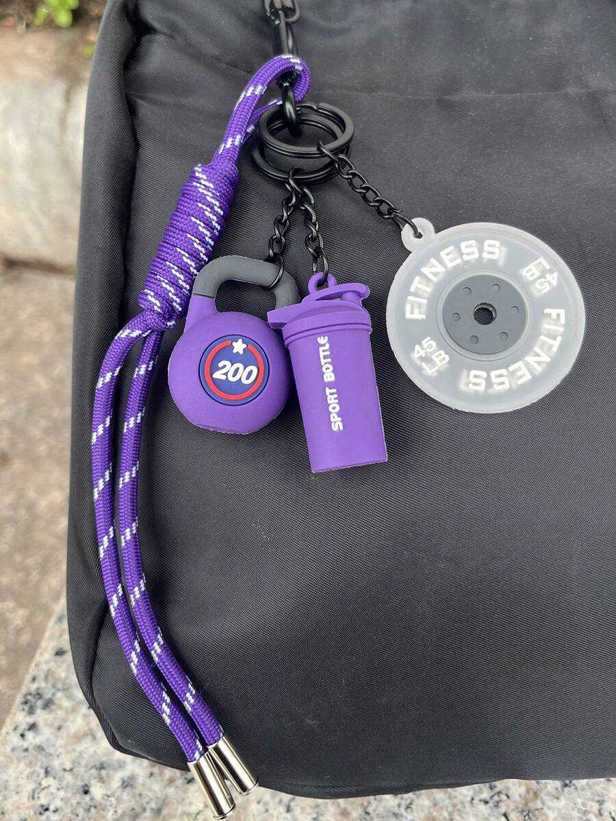 Sports Barbell And Dumbbell Keychain, A Set Of 4 Keychain Gadgets, Keychain For Men And Women, Detachable, Perfect Choice For Fitness Enthusiasts, Ideal Gift For Unisex, Suitable For Decorating Backpacks, Keys - Multicolor - View 1