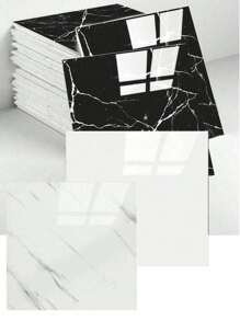 14 pièces Autocollants muraux en vinyle 30x30cm, Décalcomanies de carrelage autocollantes, Imperméables autoadhésives pour salle de bain, cuisine, chambre, salon (Marbre blanc) Accessoires de salle de bain