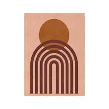 1 件焦橙色抽象墙面艺术帆布画赤土色太阳月亮简约女性线条海报波西米亚风印刷品家居装饰可选框架 - 彩色 - 查看 18