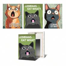 1 buc / 3 buc Postere de perete cu cadru opțional / Înrămat LGBT Lesbiene Eat What Meme Cat Poster Canvas Printing Funny Meme Wall Decor Lesbiene Bar Home Wall Decor Comic Prints Decorare