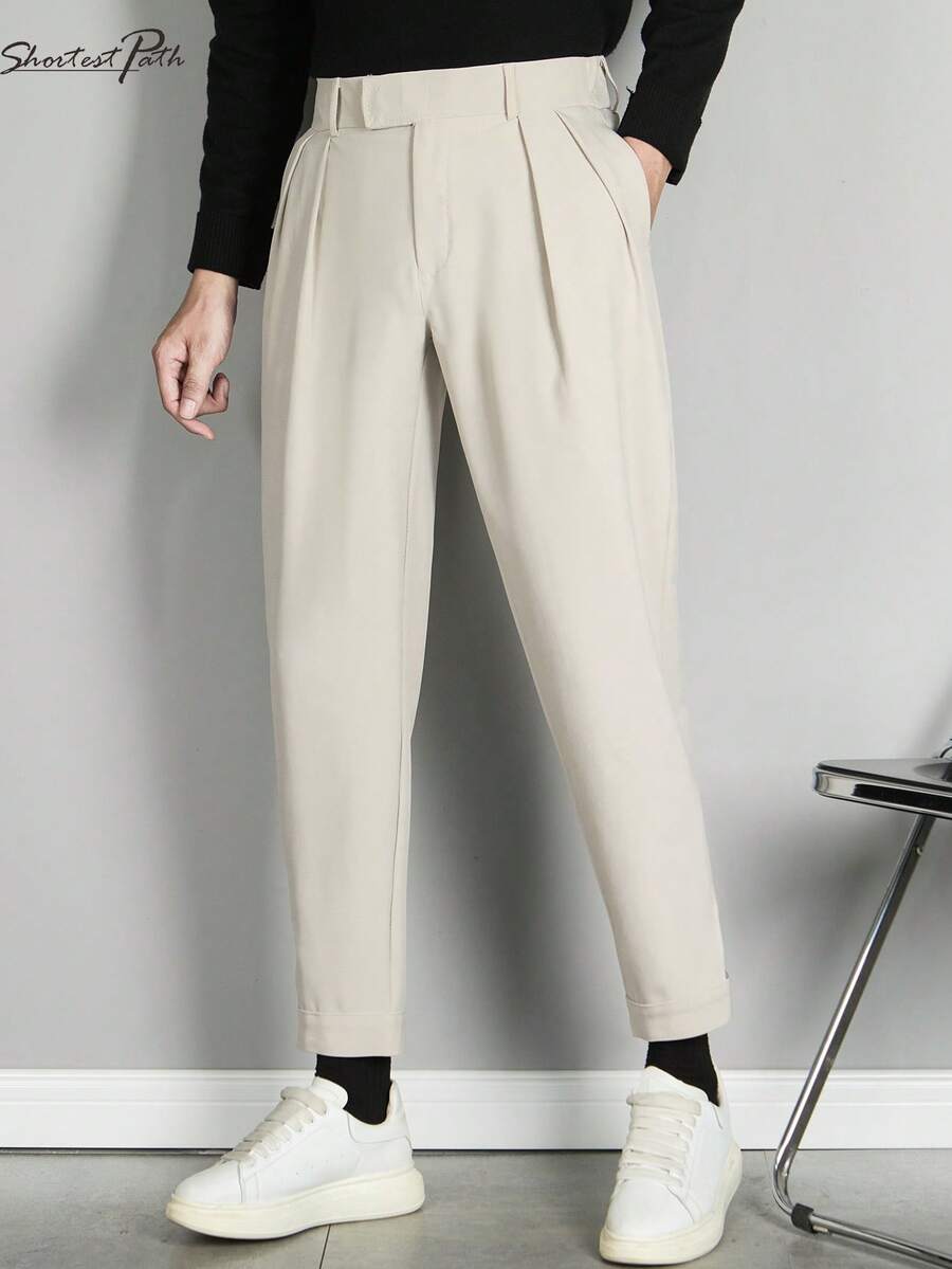 Pantalones harem de longitud hasta el tobillo con cierre de gancho y bucle para hombre, pantalones de chándal casuales de color liso para botas - Caqui - Ver 1