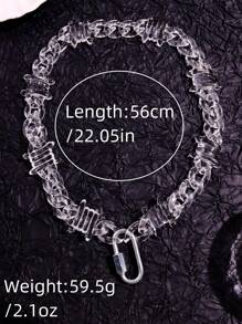 1pc Fashion Unique Creative Exquisite Funny Brilliant Luxurious Versatile Hip-Hop Punk Streetwear Style Transparent Chain Thorn Spikes Necklace, For Men's Casual Wear, Holidays & Party