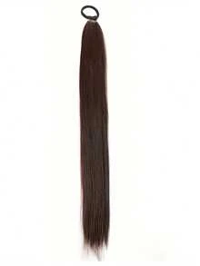 Elegant Yaki Straight Braided Ponytail Extension For Kids | Versatile Hairpiece In Brown, Black 1pc - Natural Black - View 4