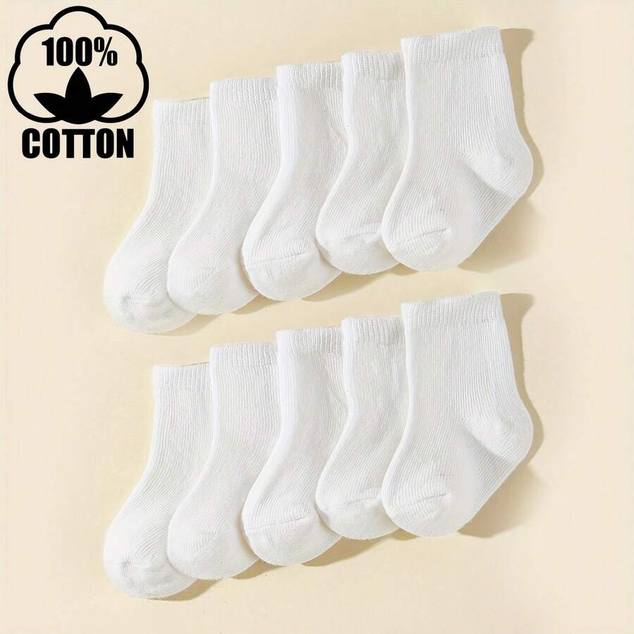 10 đôi tất cotton trắng cho bé, tất cổ ngắn cho bé, tất trẻ nhỏ, phù hợp mọi mùa. - trắng - Xem 1
