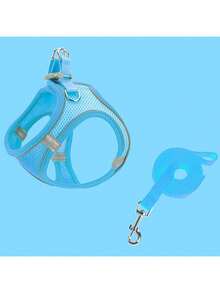 1 st bröst- och koppelsele, ryggsäcksstil husdjurssele, bröstsele för katt och hund, andningsbart reflekterande, rymningssäkert koppel för utomhusbruk/liten hundsele, andningsbart nät, västsele för steg, reflekterande mjuka vadderade selar för liten hund för promenader