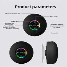 Bluetooth Shower Speaker Portable Bluetooth Speaker 360 HD Surround Sound Waterproof Wireless Speaker With Suction Cup Colorful LED Lights Built-In Mic Shower Radio For Party Travel Beach