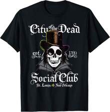 New Orleans Voodoo Doctor Goth Skull Halloween T-Shirt Gift For Dad Gift For Grandma Personalized Gift For Husband - Black - View 1