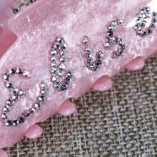 1 Peça Presilha de Cabelo com Strass Personalizável de Face Única - Acessório de Cabelo Retangular Personalizado, Presilha de Cabelo com Strass Elegante para Mulheres, Presente de Princesa (Médio, 3 Cores: Branco, Rosa Claro, Rosa), Presilha de Cabelo Decorativa