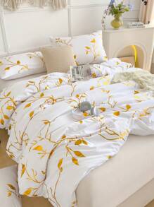 Ensemble de housse de couette style doré doux - Meilleur 2/3 pièces Ensemble de couette matelassée - Comprend 1 housse de couette et 1/2 taie d'oreiller - Abordable et de haute qualité pour lit simple, double, queen et king. Couette en métal doré et brillant, ensemble de draps