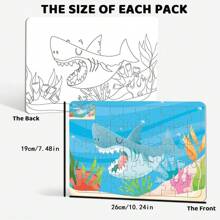 Qiwan 48Pcs Ocean Animals Underwater World Interlocking Puzzle, Shark, Sea Turtle, Octopus, Dolphin, Whale, Seahorse,White Coloring Board Double-Sided Educational Toys ,Birthday Party Gifts For Kids