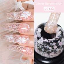 Mtssii 1 件 7ml 樱花闪光凝胶指甲油，裸粉色闪光花朵亮片凝胶指甲油，适合夏季指甲，半永久性可浸泡指甲艺术 UV 凝胶清漆美甲美甲 DIY 适用于家庭和沙龙美甲用品 - 彩色 - 查看 2