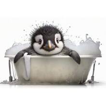 1pc Wall Arts Posters Cute Animals Baby In Bathtub Posters Elephant Panda Duck Prints Canvas Painting Bath Wall Art Picture For Living Room Home Decor Canvas, Frameless