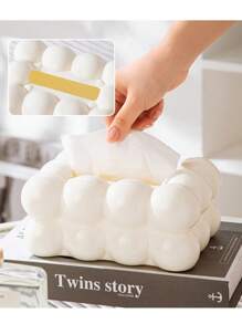 1 Piece Of Light Luxury Style Highly Attractive Marshmallow Tissue Box Home Living Room Tissue Storage Box Restaurant Tissue Box