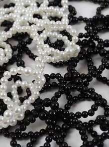1 Pezzo Nuova giacca a fiori intrecciata con perle in stile minimalista ed elegante, perfetto come regalo per ragazze, stile giapponese e coreano