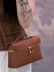 Túi đeo chéo đựng hộp cơm trưa du lịch bãi biển mùa hè Y2K, Túi đeo vai da lụa thanh lịch, Túi mua sắm đa năng nhẹ hoàn toàn mới dành cho phụ nữ, Thanh lịch khi đi làm, du lịch, kinh doanh, Dung tích đựng mỹ phẩm lớn - màu nâu - Xem 5