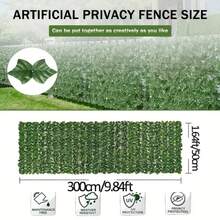 1 Cuộn Màn chắn hàng rào cây thường xuân nhân tạo 1,64ft*9,84ft - Màn chắn riêng tư cho sân vườn, Lá xanh nhân tạo treo tường, Trang trí ngày lễ bằng hoa nhựa, Không cần điện, Không cần lông vũ, Dành cho sân thượng, ban công, vườn, sân sau, mọi mùa - màu xanh lá - Xem 5