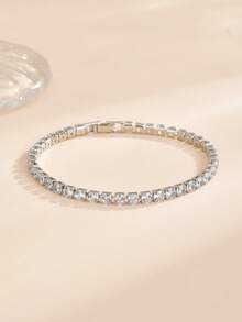 Vòng tay trang trí bằng đá khối Zirconia dành cho nam giới thời trang và được ưa chuộng để làm quà tặng trang sức và cho vẻ ngoài sành điệu - Bạc - Xem 6