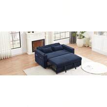 61.4" Pull-Out Sofa Bed Convertible Couch Loveseat Sofa Modern Sleeper Sofa With Adjustable Backrest For Living Room, Blue-8009 - Multicolor - View 9