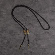 1pc Vintage Bolo Tie Necklace, European & American Style Bolo Cord Necklace, Butterfly Design Long Necklace - Gold - View 5