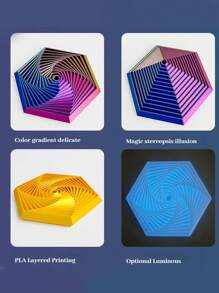 1pc - Puzzle 3D Printing Hexagonal Decompression Tool, Magical Stereoscopic Error Visual Geometric Hexagons, Delicate Color Gradient, Fine Layered Printing Surface Color, I.E. Consumable Color,, Can Be Played With Confidence. Hexagonal Decompression Artifact, Free To Play, Resistant To Anxiety, Versatile In Shape, Unlimited In Gameplay, High-Quality Material: ABS