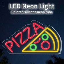 FOMZZE Neon-Schild mit Pizzaform, zur Pizzaladen-Dekoration, Pizzaform-Neonbeleuchtung, Pizza LED-Neonlichter, geeignet für Restaurant, Küche, Geschäft, Party, Geschenk, USB-Lampe kompatibel mit Laptop