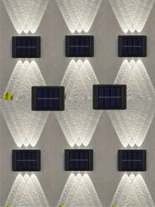 1/4/8pcs Set 6 LED Solar Powered Wall Lights, Magnifying Lens Spotlight For Outdoor Garden Fence, IP44 Household LED Landscape Lighting, Suitable For Outdoor, Yard, Villa, Fence, Patio, Garden