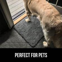 Ultra Absorbent Grippy Doormat For Muddy Dog Paws, Machine Washable Soakstopper Rugs Cleaner Floors, Bed Mat For Dirty Dogs, Indoor Entrance Door Rug Pet Bed Mats 24x17 Gray - Grey - View 7