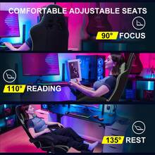 Fabric Gaming Chair, Massage Ergonomic Computer Chair With Footrest, Lumbar Support, Headrest, Height Adjustable Home Office Reclining PC Racing Chairs, Green - 綠色 - 查看 7