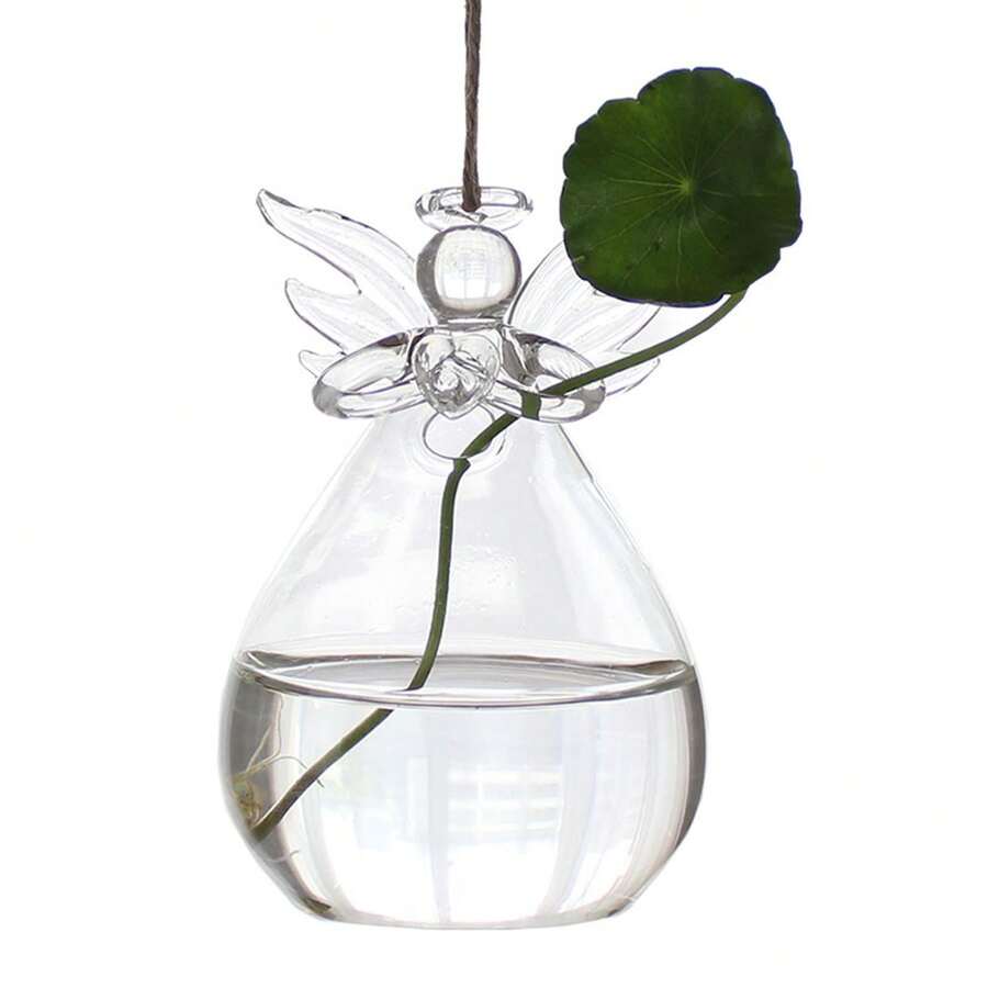 Clear Glass Vase Angel Shape Flower Plant Hanging Container Beautiful Home Decoration - B - View 1
