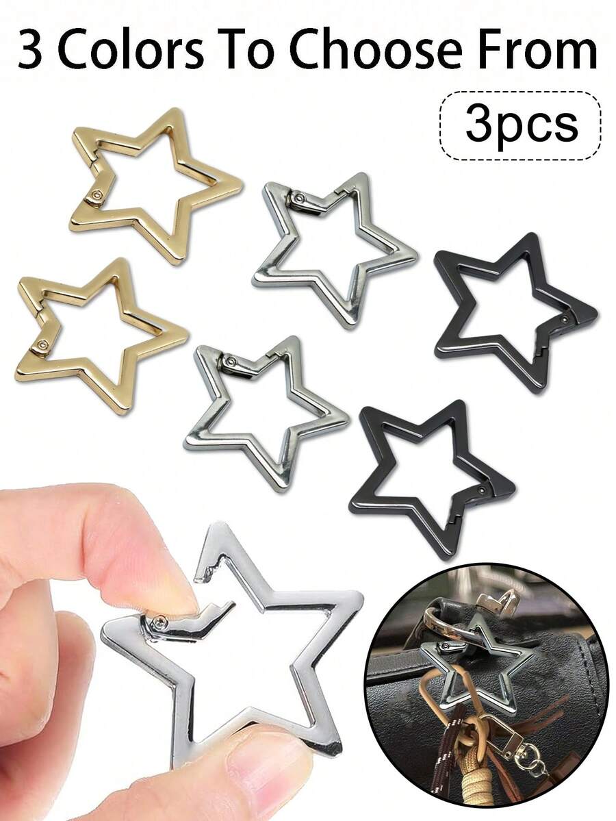 Metall Stern Federschnalle, O-Ring kann Handtaschenriemen-Schnalle öffnen, Outdoor Camping und Wandern Zubehör, DIY Taschenanhänger, Autoschüsselbundverbindung, DIY Anhänger Öffnungsring, Taschengurt Verbindungsschnalle, DIY Anhänger