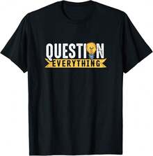 Camiseta de regalo "Cuestiona con mentalidad racional al teórico de la conspiración sobre todo" - Negro - Ver 1