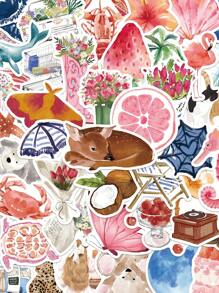 50Pcs Aesthetic Stickers Watercolor Stickers Journal Stickers Cute Stickers Cute Animal Stickers Flower Stickers Vinyl Stickers For Water Bottle,Computer,Laptop,Phone,Luggage,Notebook,Fridge