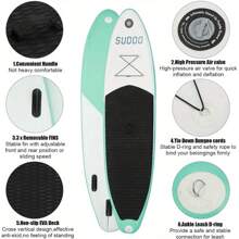 10FT Inflatable Surfboard Stand Up Paddleboard  Paddle Board With Kayak Paddle Hand Pump Carry Bag Green
