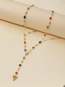 1 件金色/银色长 Y 形项链，适合女士、派对、庆典、约会配饰、深 V 形连衣裙闪亮吊坠、日常、节日、周年纪念、生日礼物、波西米亚风、优雅、奢华、简约、时尚、性感、可爱