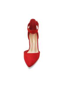 Womens Court Shoes Elastic Ankle Straps - Red - View 7