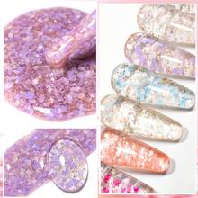 Mtssii 1 件 7ml 樱花闪光凝胶指甲油，裸粉色闪光花朵亮片凝胶指甲油，适合夏季指甲，半永久性可浸泡指甲艺术 UV 凝胶清漆美甲美甲 DIY 适用于家庭和沙龙美甲用品 - 彩色 - 查看 7