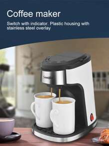 SONIFER Sonifer Tropf-Kaffeemaschine für 2 Tassen (ca. 240ml), beinhaltet zwei Porzellanbecher, Ein/Aus Schalter mit Kontrollleuchte, herausnehmbarer und waschbarer Filter und Filterhalter, rutschfeste Füße, beinhaltet Kaffee-Plastiklöffel, AC 220-240V 50/60Hz, 450W, ideal für den Heim- und Bürogebrauch